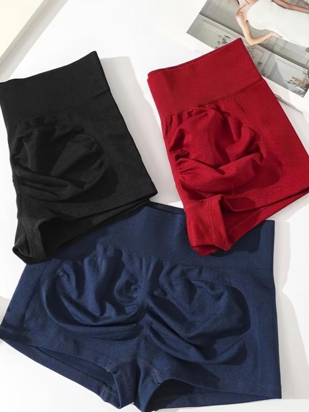 Comfort-Fit High-Waist Bike Shorts — Black, Red, Navy